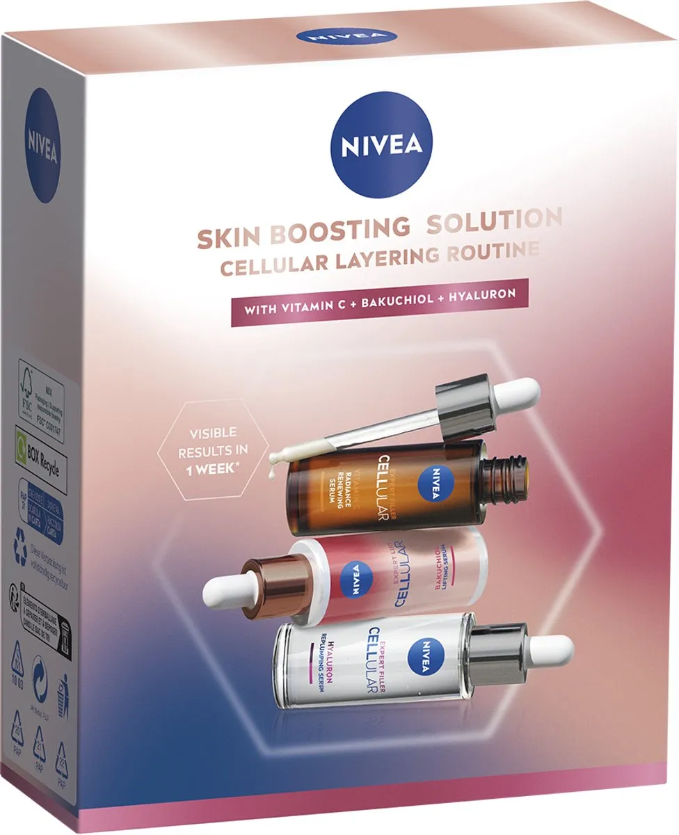 NIVEA Skin Boosting Solution Geschenkset - 3x Serum 30ml