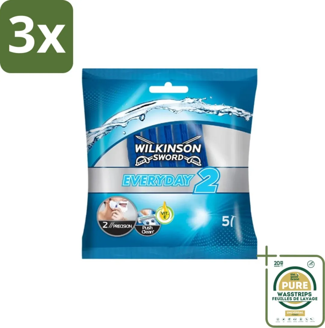 3 x Wilkinson Sword - Wegwerpscheermesjes - 5 Scheermesje - Grootverpakking - Scheermesje - Wegwerpscheermesje - Rasieren - Rasiersysteem - Aloë Vera
