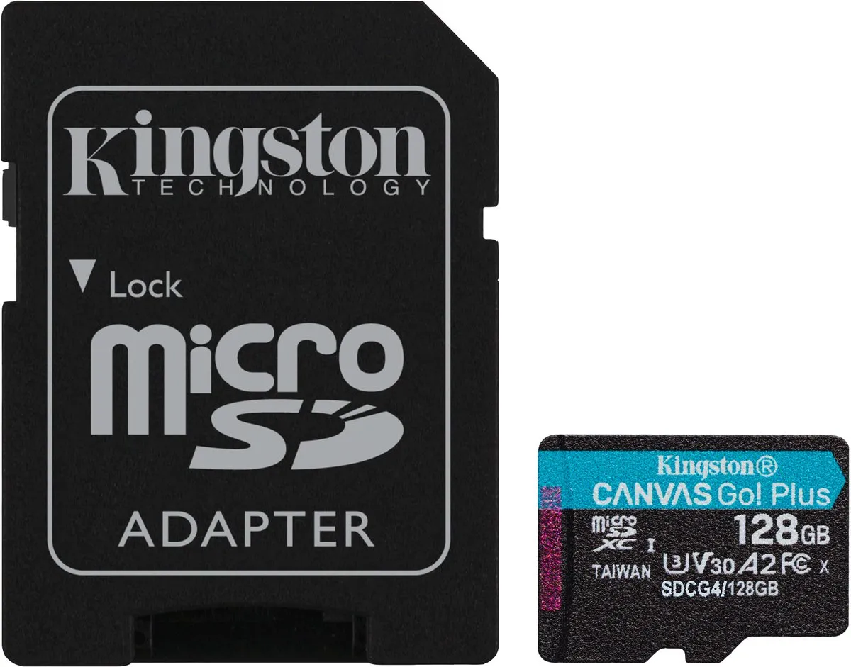 Kingston Canvas Go! Plus SDCG4/128GB microSDXC 128GB - 200MB/s A2 U3 V30