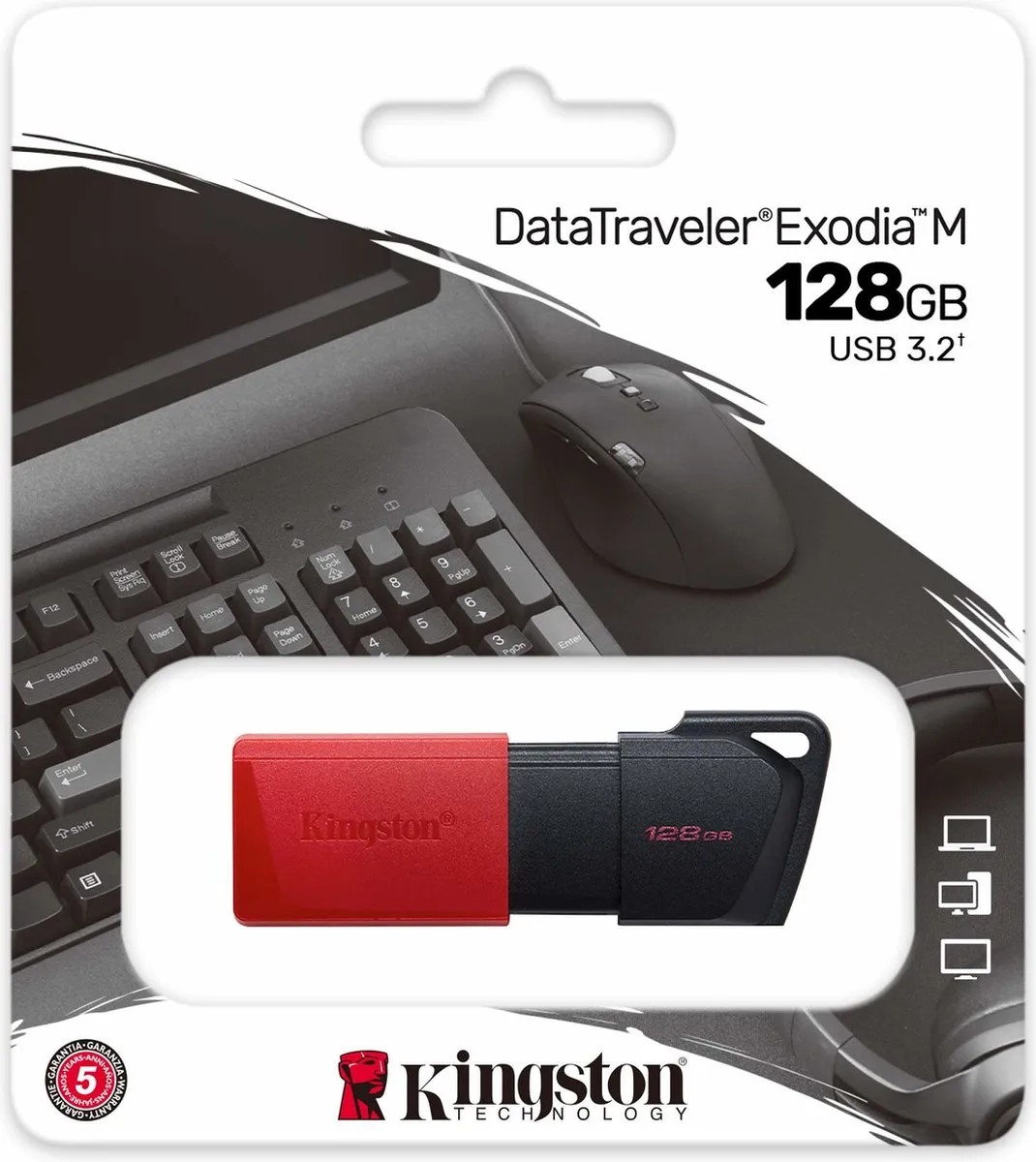 Kingston DataTraveler Exodia M DTXM/128GB USB-stick 128GB - Zwart/Rood