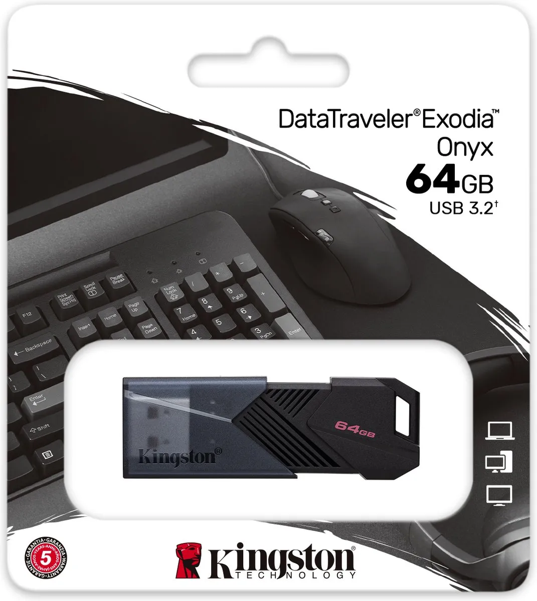 Kingston DataTraveler Exodia Onyx USB Stick 64GB - Zwart