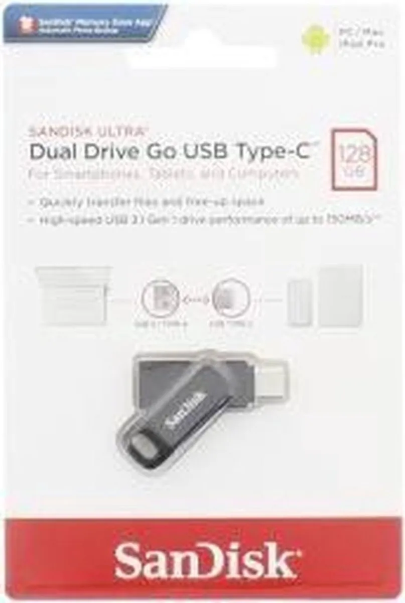 SanDisk Ultra Dual Drive Go SDDDC3-128G-G46 USB-stick 128GB - Zwart