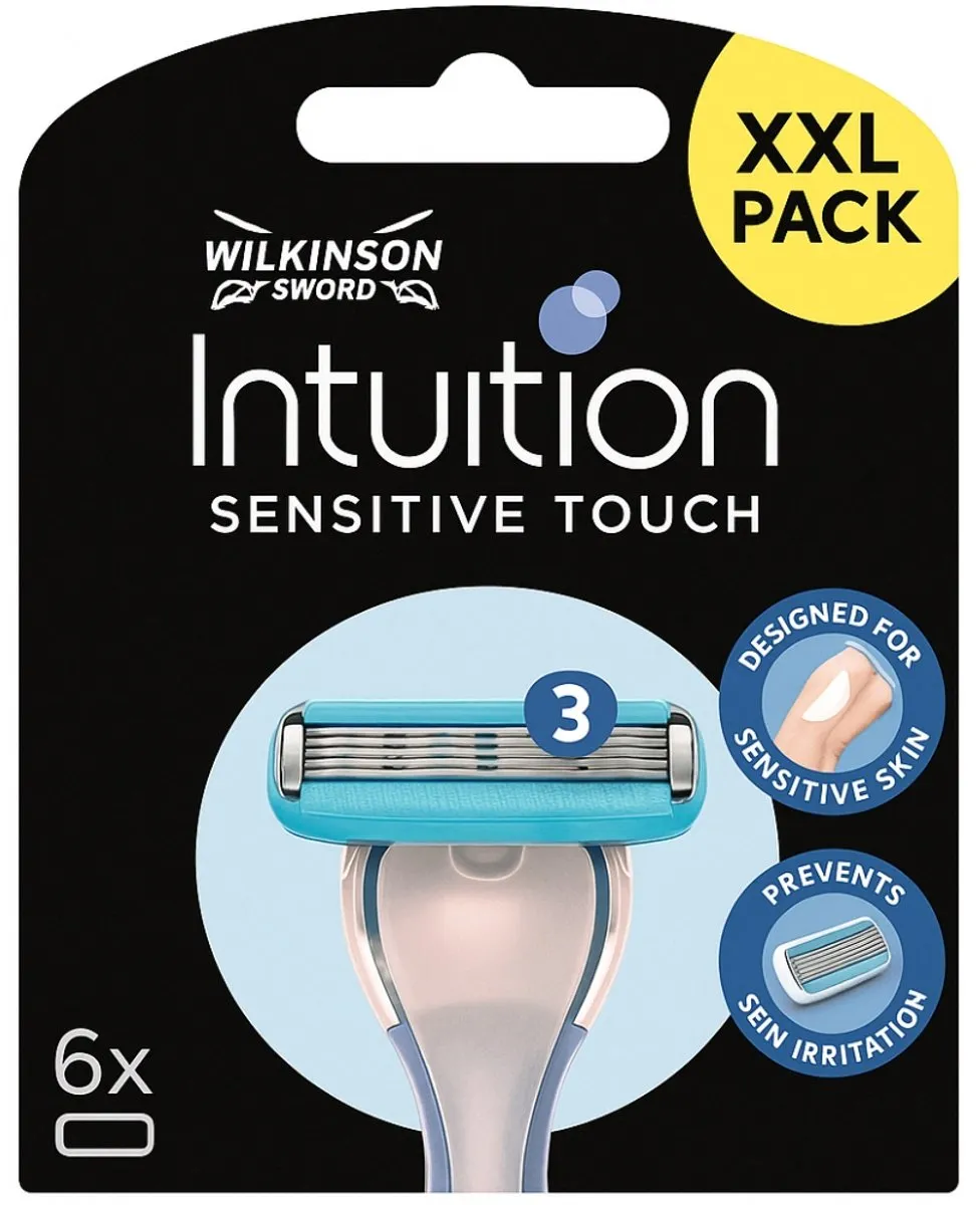 3 x Wilkinson - Navulmesjes Intuition Sensitive Touch - Met Verzorgende Gel - 6 scheermesjes - Grootverpakking - Scheermesjes - Gevoelige Huid - Verzorgende Gel - Aloe Vera - Vitamine E