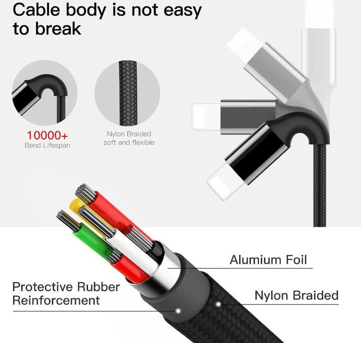 Baseus StarTech.com KD13110 Lightning naar USB-kabel 2m - Wit - afbeelding 6 van 6