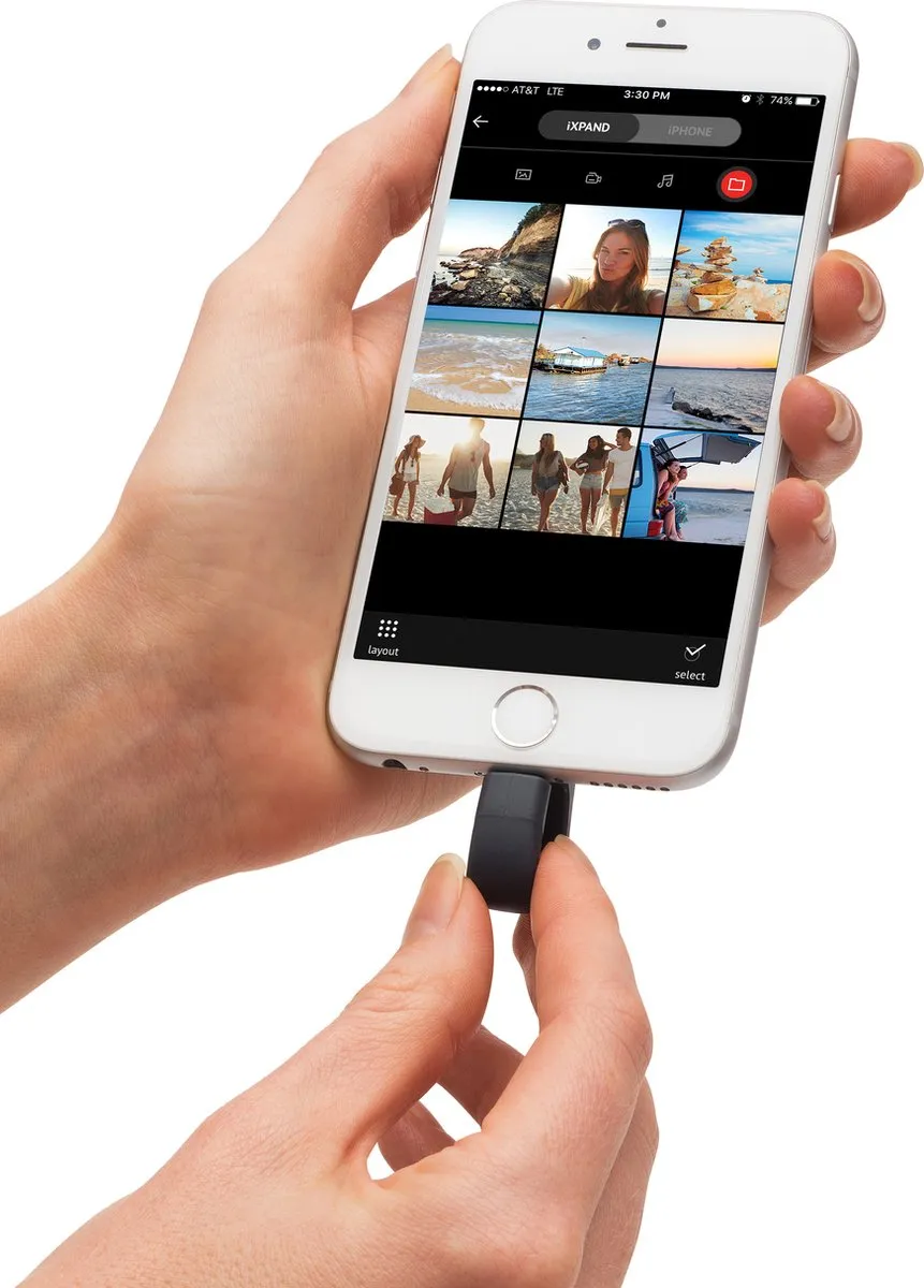 SanDisk iXpand 64GB USB 3.0 + Lightning - Zwart