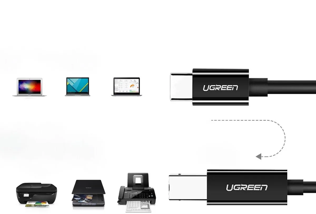 Ugreen Printerkabel USB 2.0 USB-C 1m - Zwart - afbeelding 6 van 6