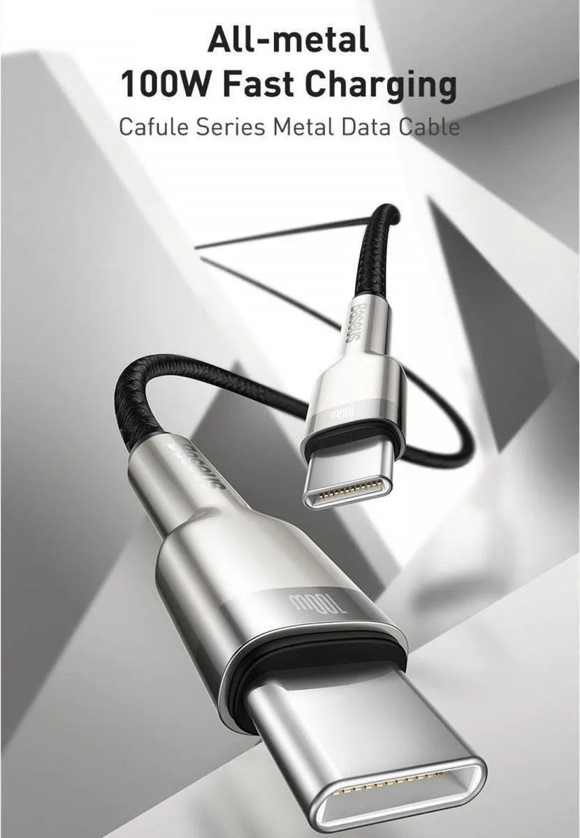Baseus Cafule Series Metal Data USB-C Kabel 100W Wit