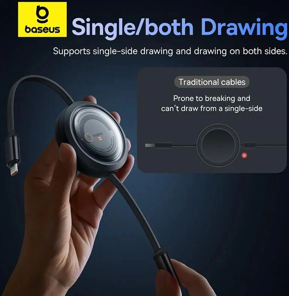 Baseus Free2Draw CB000084 USB-C Kabel 100W 1,1m - Zwart - afbeelding 6 van 6