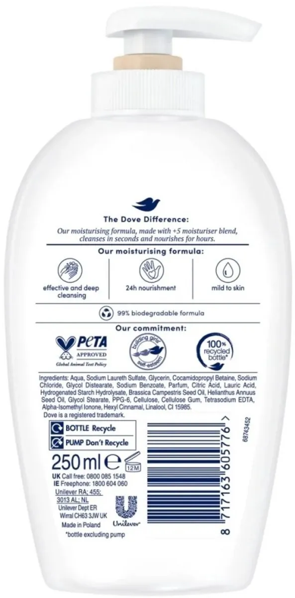 Dove Zeeppomp Silk Cream Wash 250ml