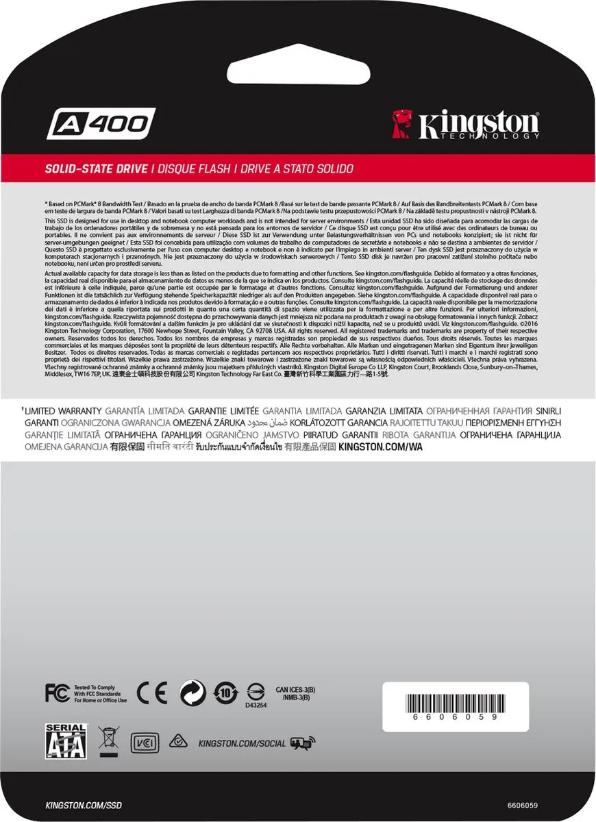 Kingston A400 SA400S37/240G Interne SSD 240GB