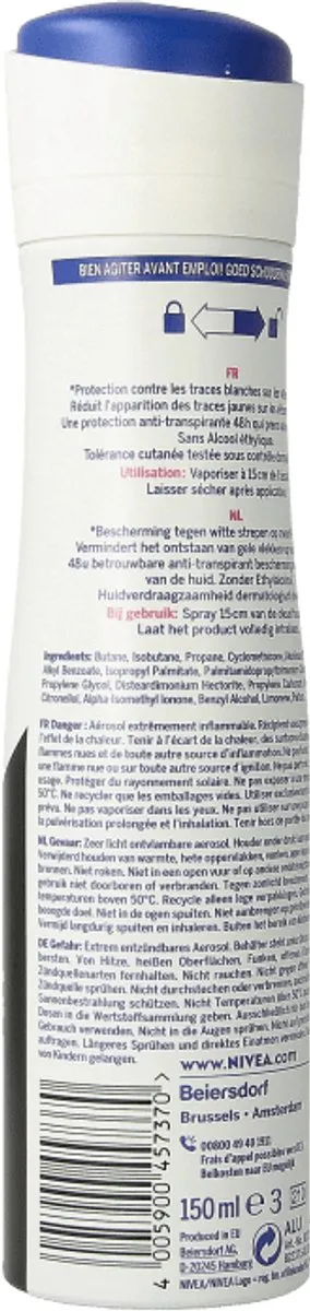 NIVEA Deodorant Spray Invisible For Black & White Clear 150ml