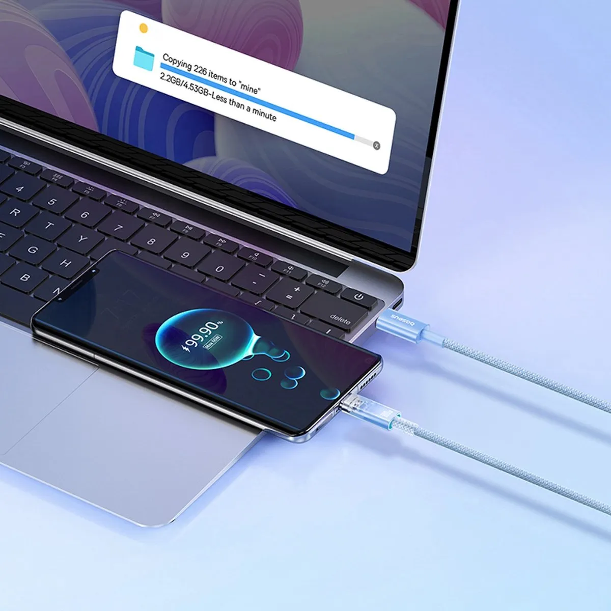 Baseus USB-C Kabel 100W Blauw - afbeelding 6 van 6