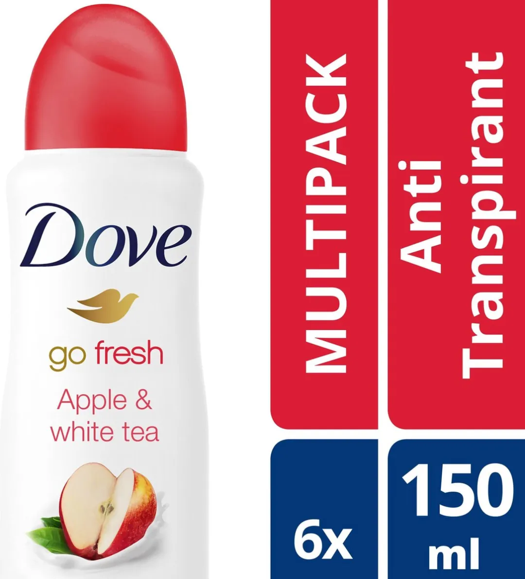 Dove Go Fresh Anti-transpirant Deo Apple & White Tea - 6x150ml