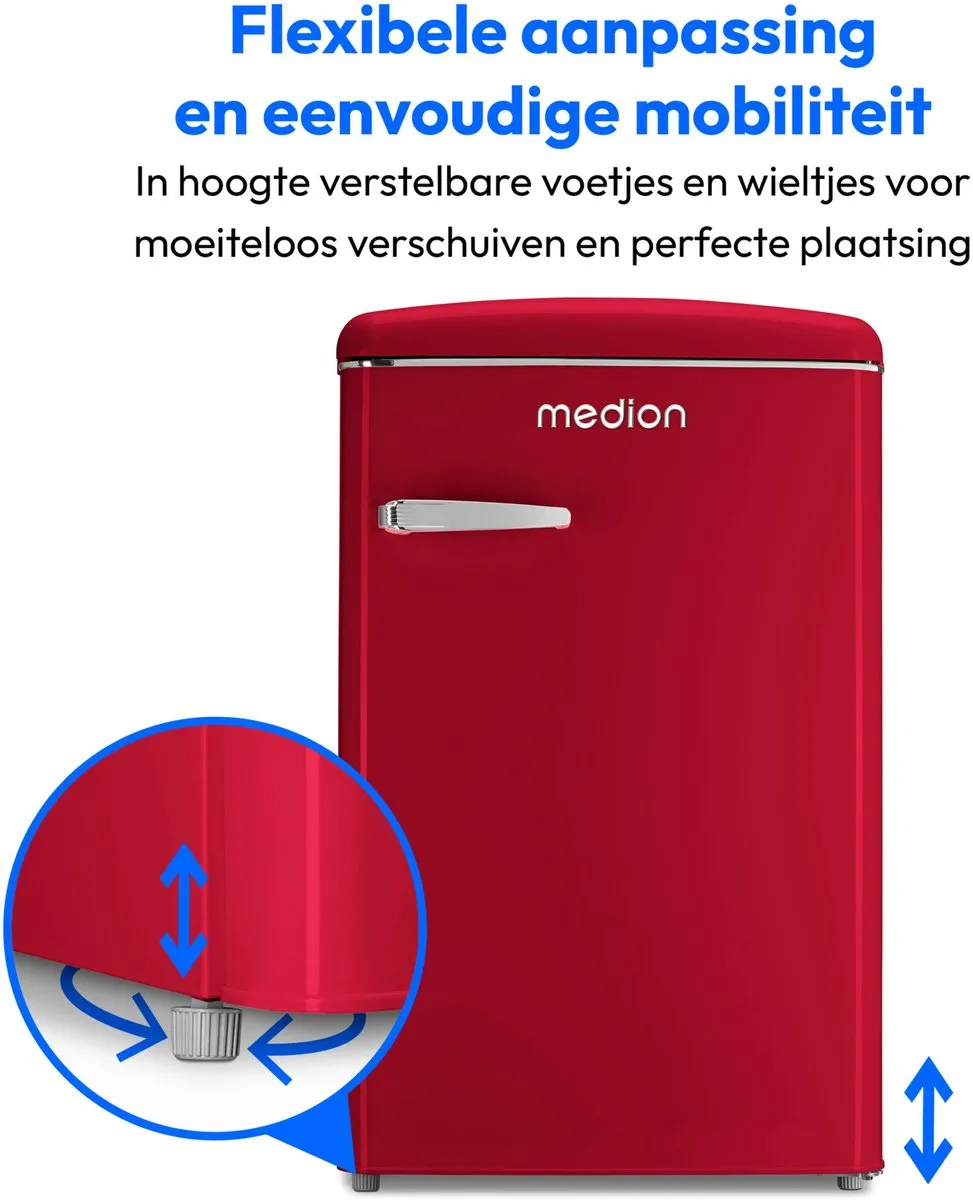 Medion MD37790 Retro Koel-Vriescombinatie 108L - Rood
