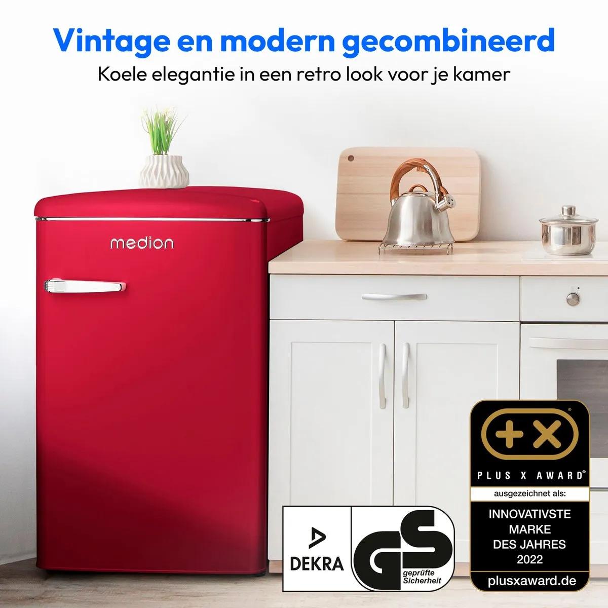 Medion MD37790 Retro Koel-Vriescombinatie 108L - Rood
