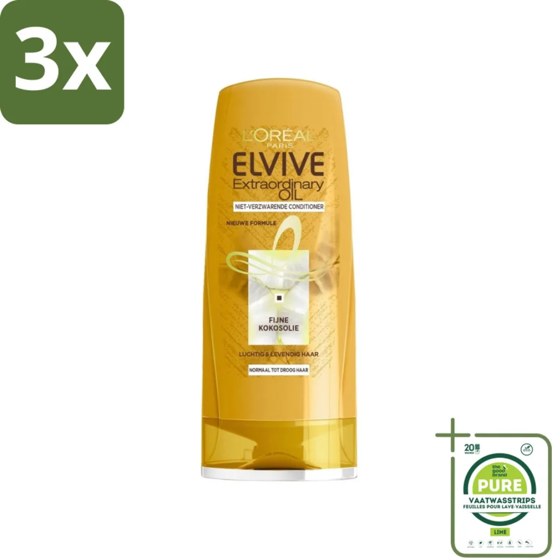L'Oréal Paris Elvive Extraordinary Oil Conditioner 600ml - 3 Stuks