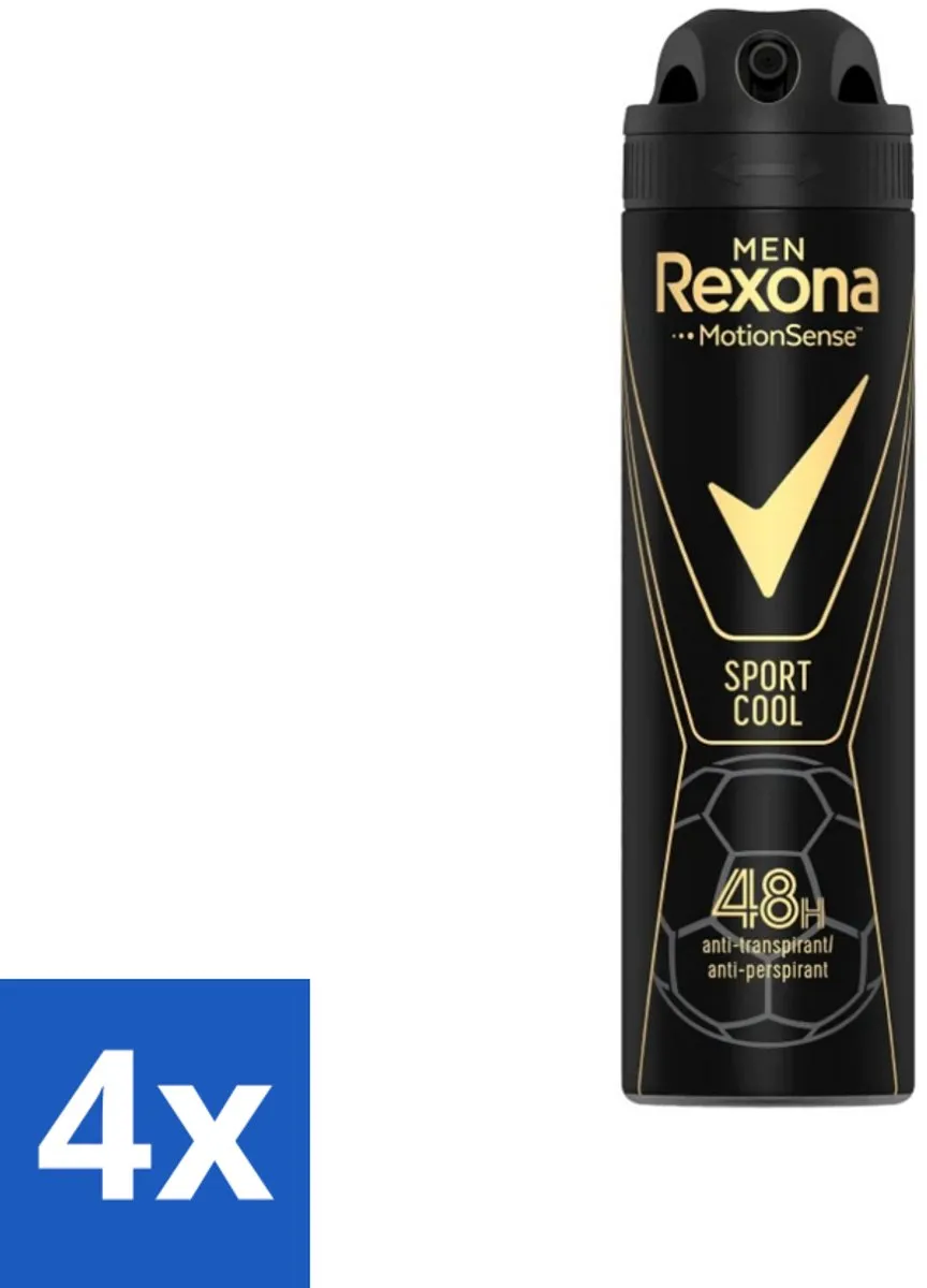 4 x Rexona Men - Sport Cool - Deodorant Spray - Anti Transpirant - 150 ml - Sport Deodorant - Voetbal Deodorant - Anti-transpirant - Zweetbescherming - Frisheid
