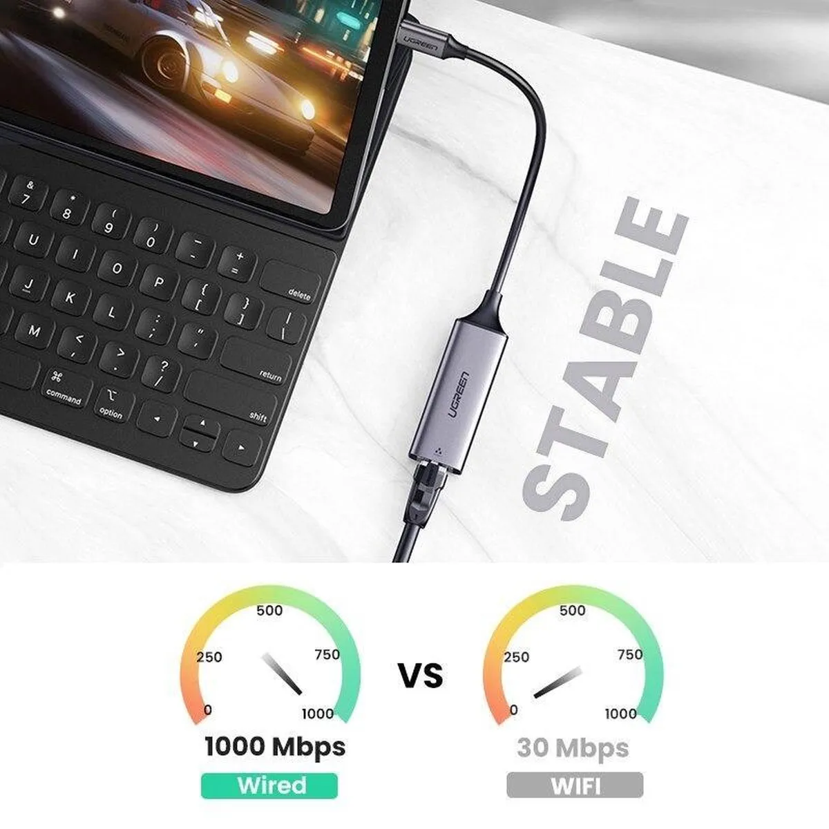 UGREEN USB-C Gigabit Ethernet Adapter CM199 - Grijs