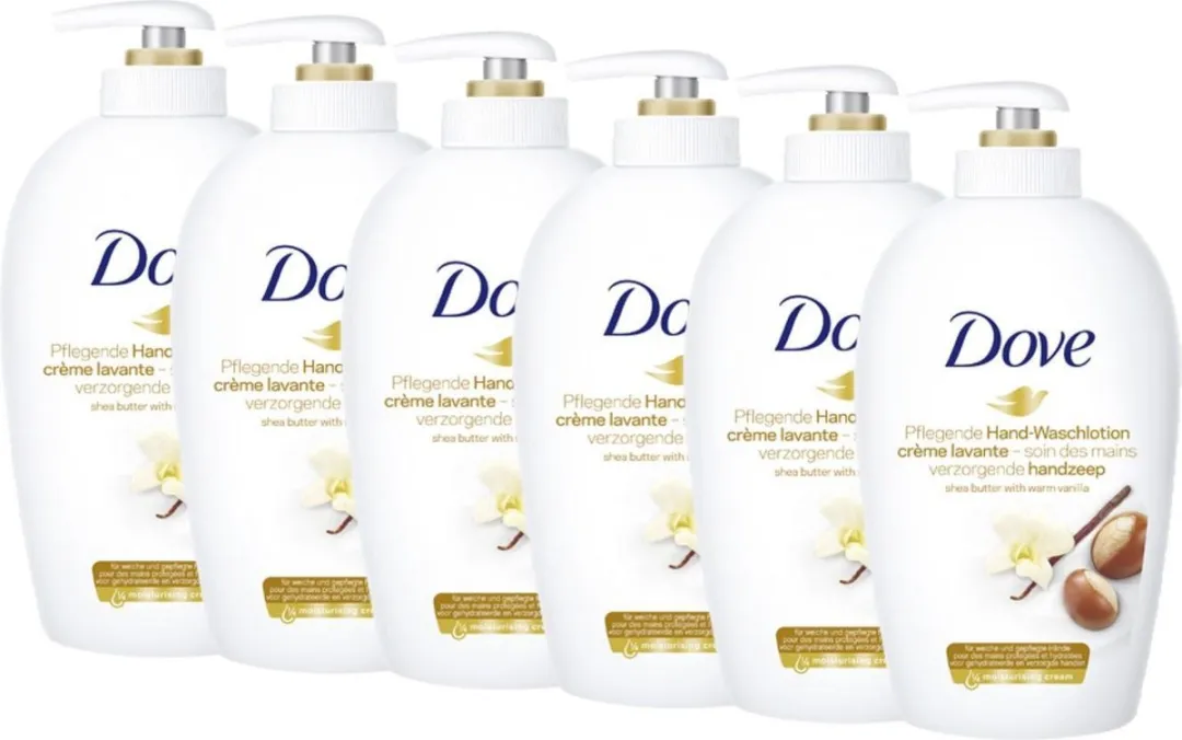 Dove Zeeppomp Handzeep Sheabutter & Vanille 250ml - 6 Stuks
