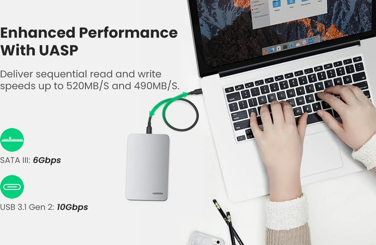 UGREEN 70499 USB-C Behuizing 2.5" SSD/HDD - Aluminium