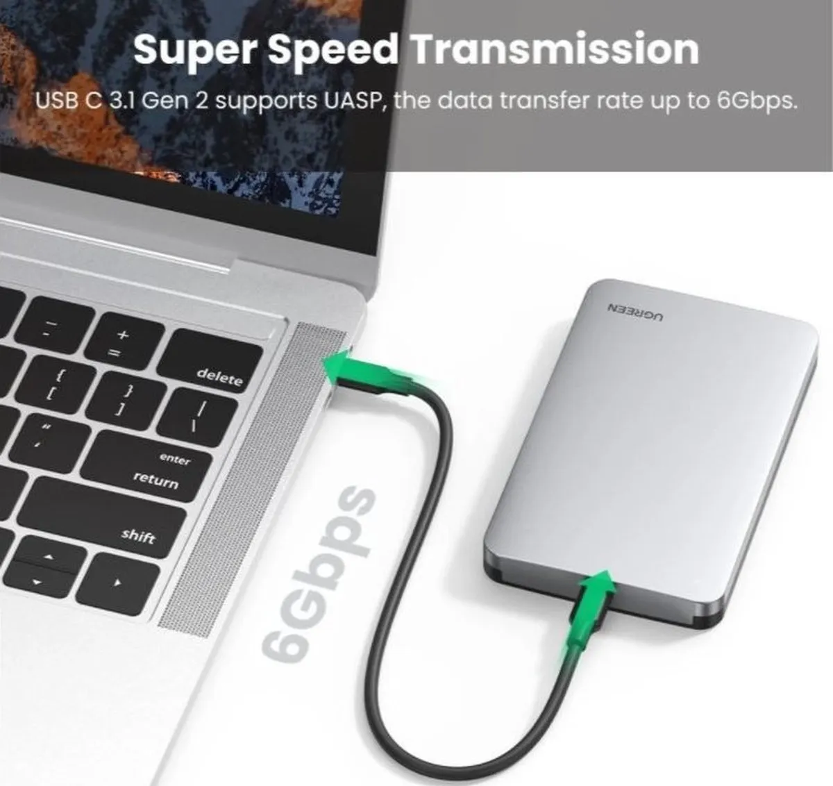 UGREEN 70499 USB-C Behuizing 2.5" SSD/HDD - Aluminium
