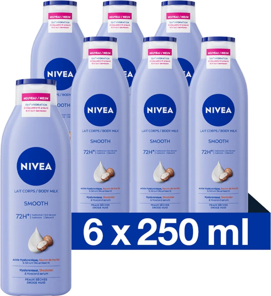 NIVEA Silky Smooth Bodylotion 250ml - 6 Stuks