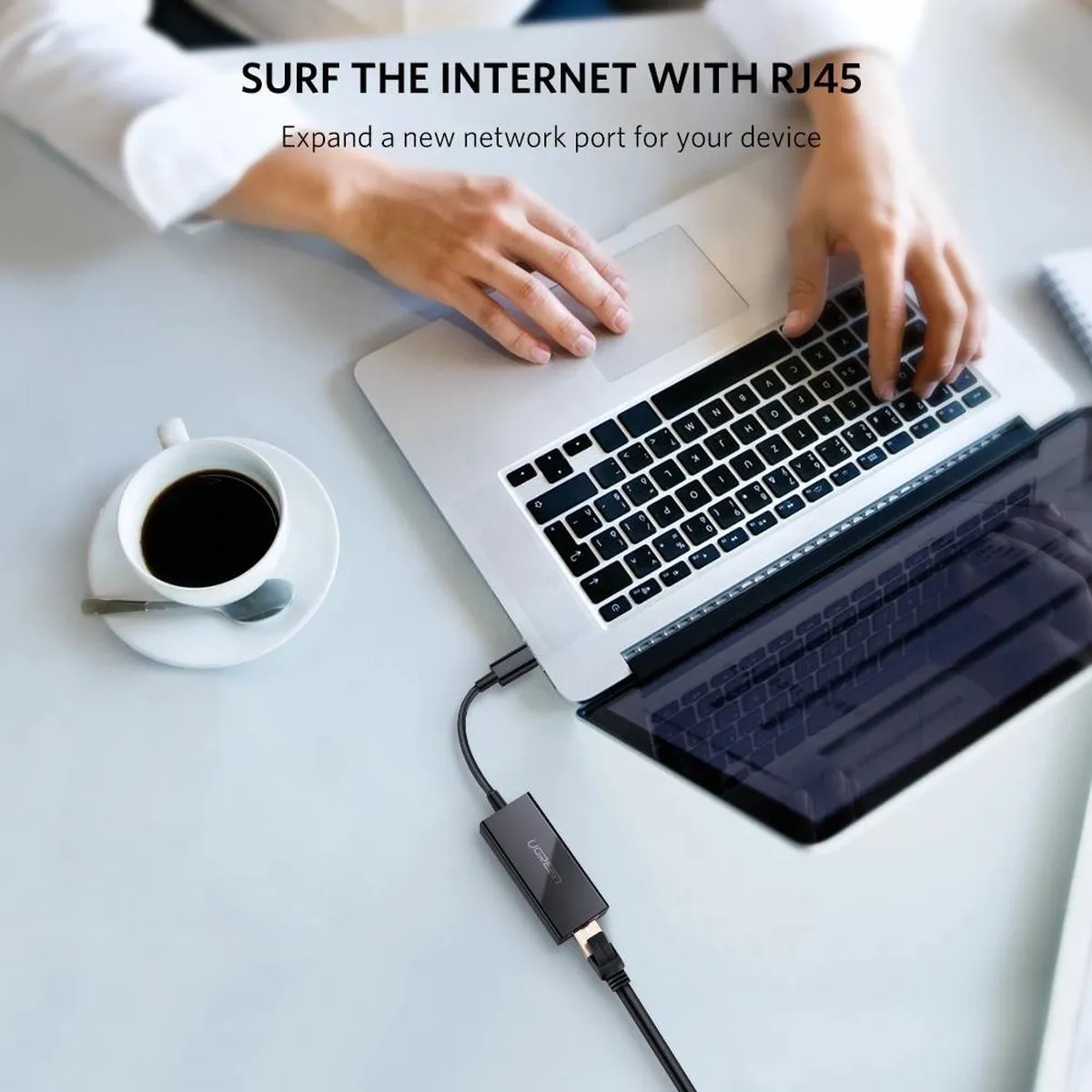 UGreen USB-C naar Ethernet Adapter 1000Mbps - Zwart