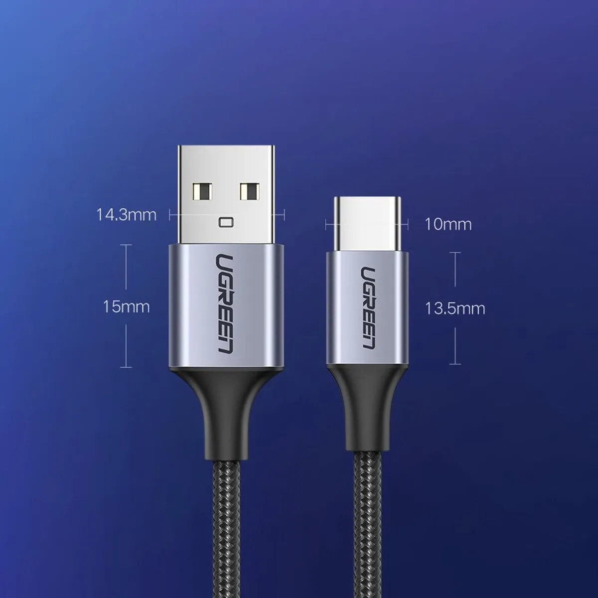 UGREEN USB Type C Kabel 3A 1m - Grijs - afbeelding 6 van 6