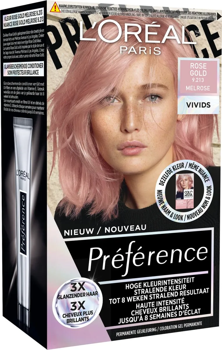 L'Oréal Paris Préférence Vivids 9.213 Permanente Haarkleuring - Roze Gold Melrose