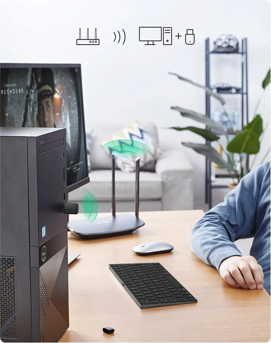 Ugreen AC650 USB WiFi Adapter - Dual-Band - Zwart - afbeelding 6 van 6