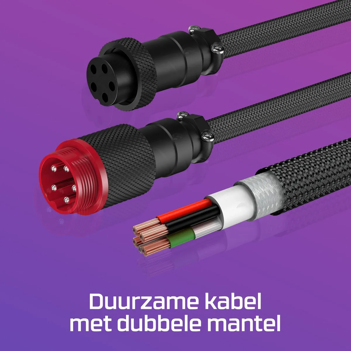 HyperX USB-C Kabel Spiraal Rood/Zwart