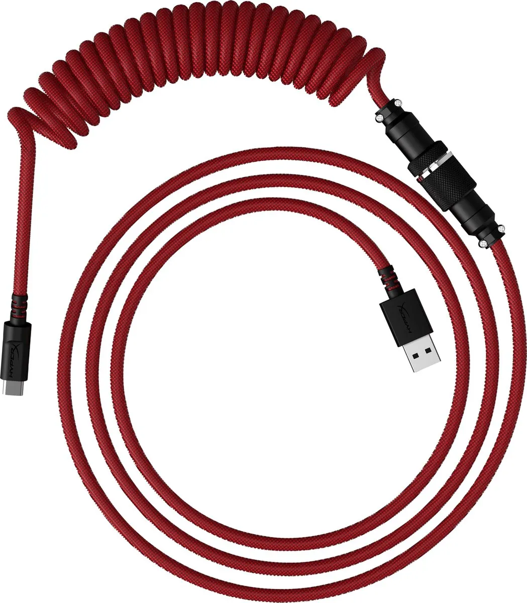 HyperX USB-C Kabel Spiraal Rood/Zwart