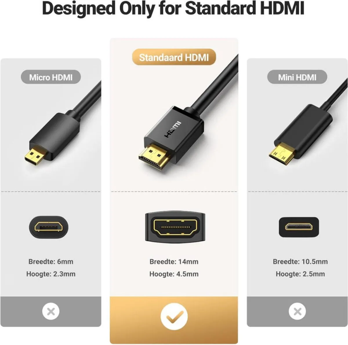 Ugreen HDMI Adapterkabel Mannelijk-Vrouwelijk 2.0 4K 1m - Zwart