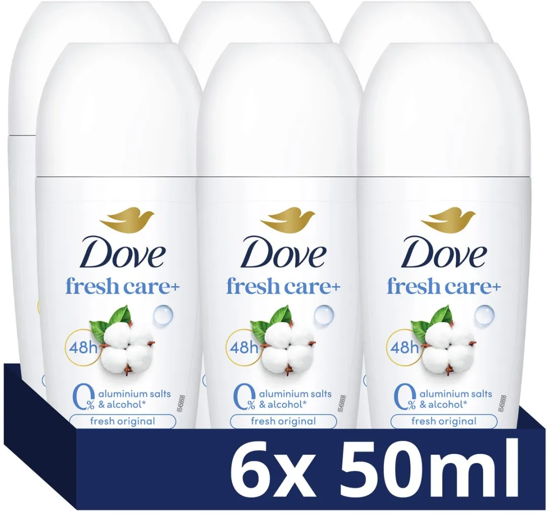 Dove Fresh Care+ Deodorant Roller 6x50ml - Fresh Original - afbeelding 2 van 6