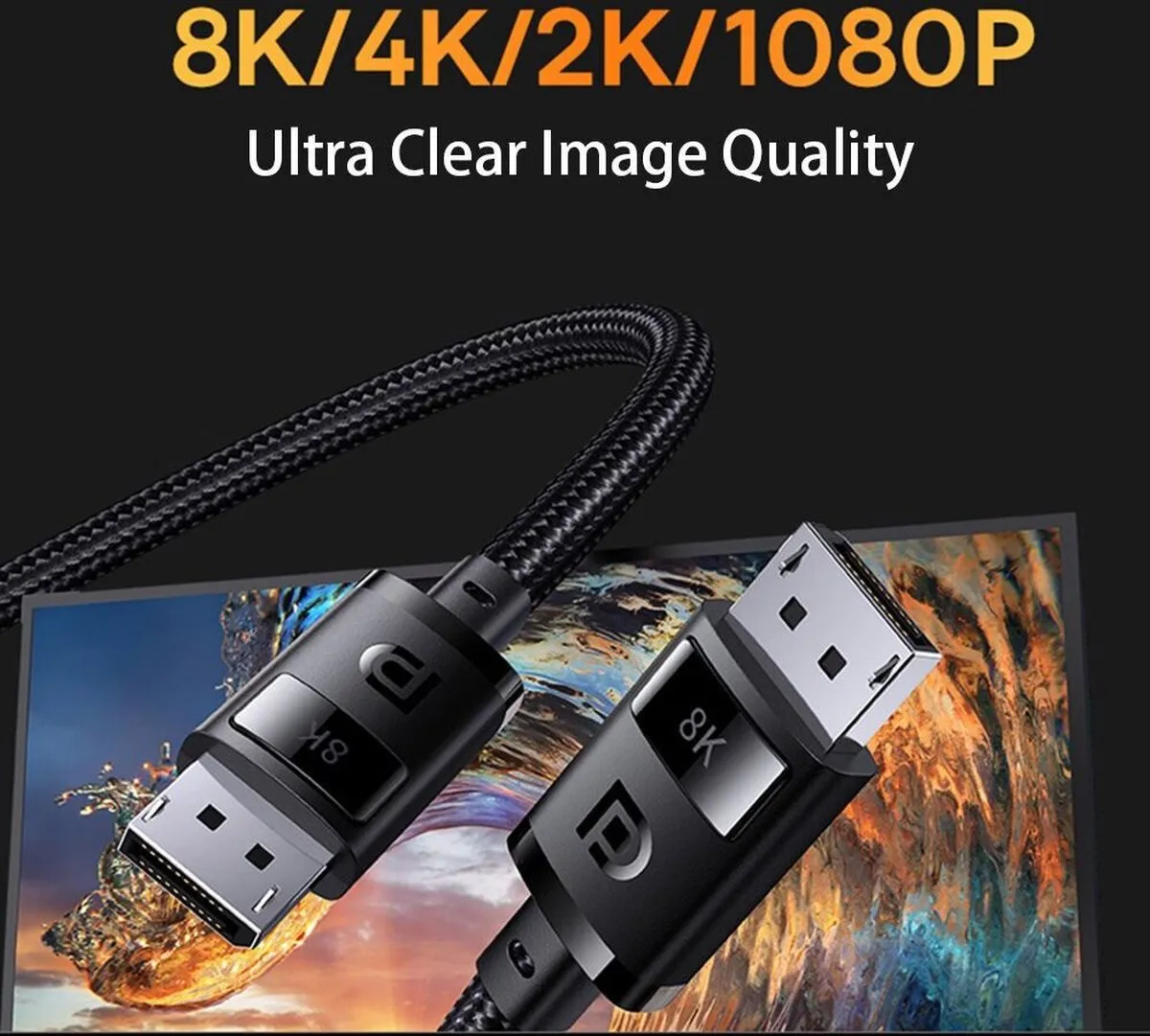 Baseus DisplayPort-kabel 8K 60Hz 1,5m - Zwart