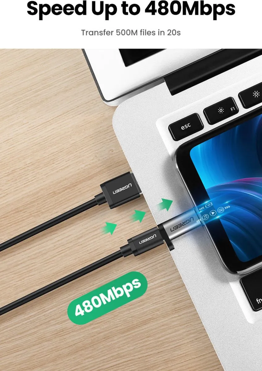 Ugreen USB Type C naar micro USB Adapter - Grijs