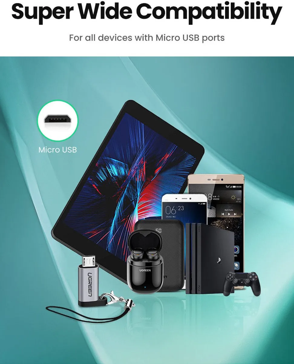Ugreen USB Type C naar micro USB Adapter - Grijs