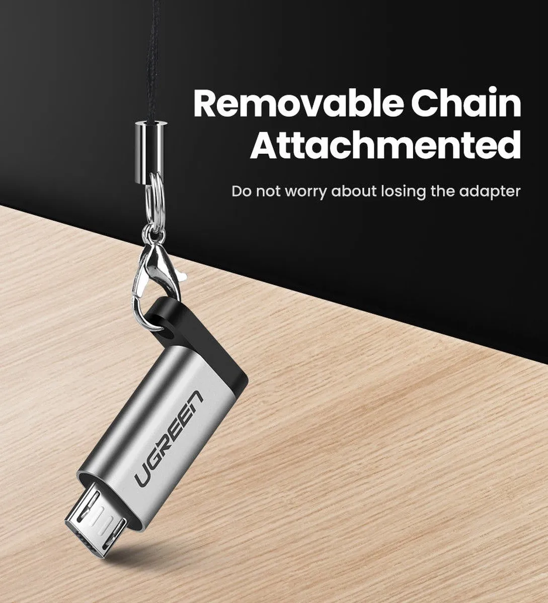 Ugreen USB Type C naar micro USB Adapter - Grijs - afbeelding 6 van 6