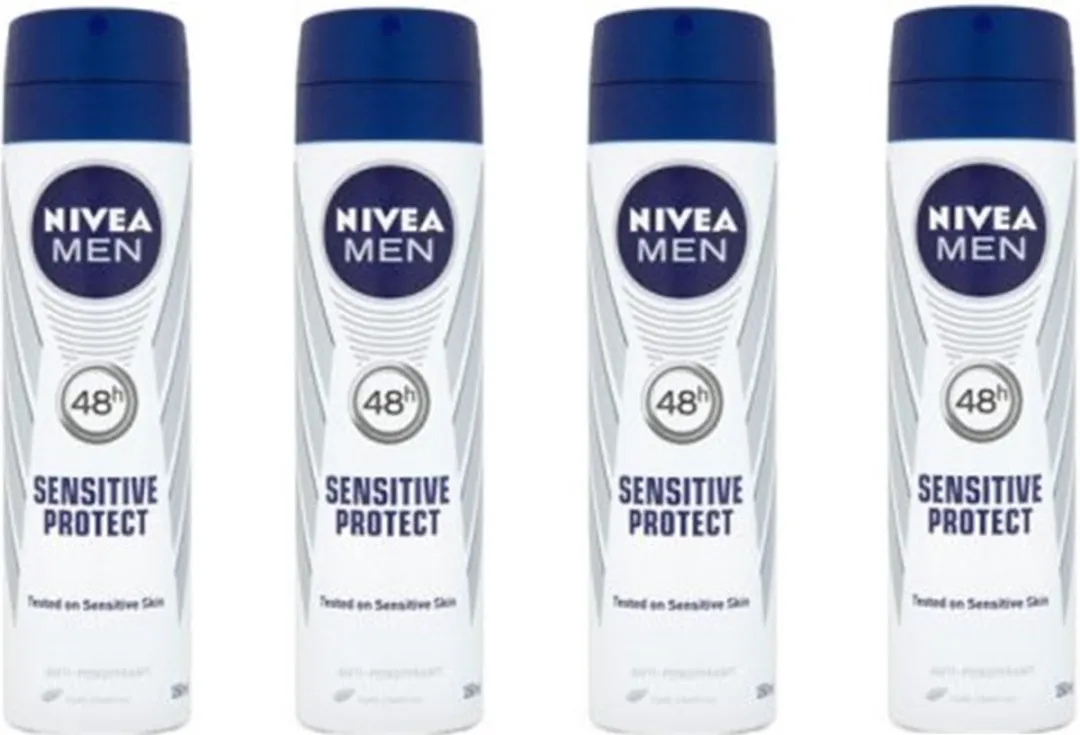 NIVEA MEN Sensitive Protect Deo Spray 0% Alcohol - 4x150ml