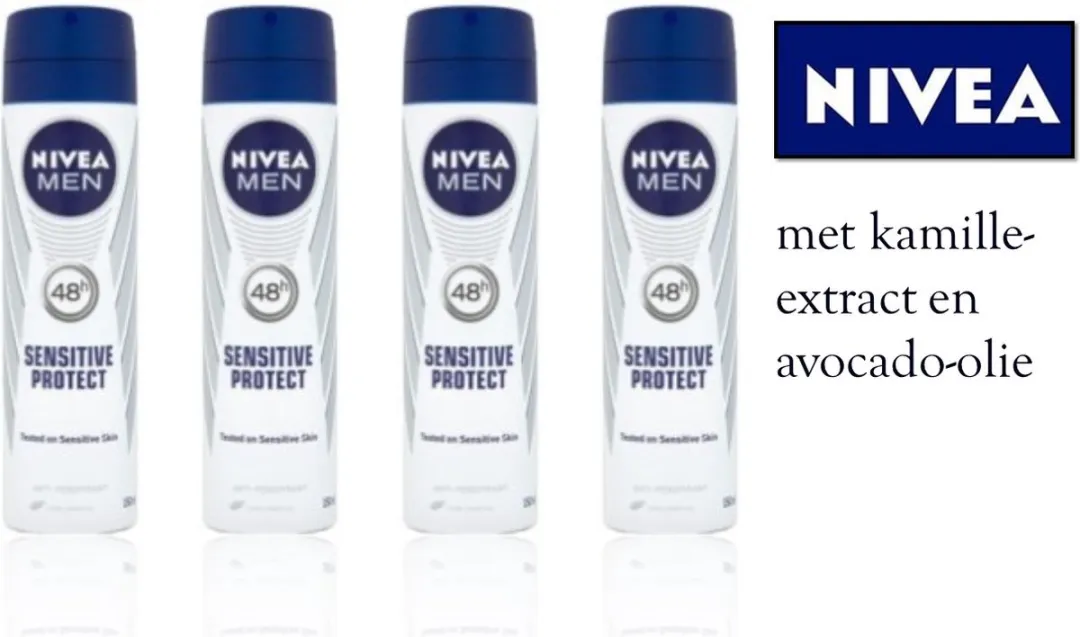 NIVEA MEN Sensitive Protect Deo Spray 0% Alcohol - 4x150ml