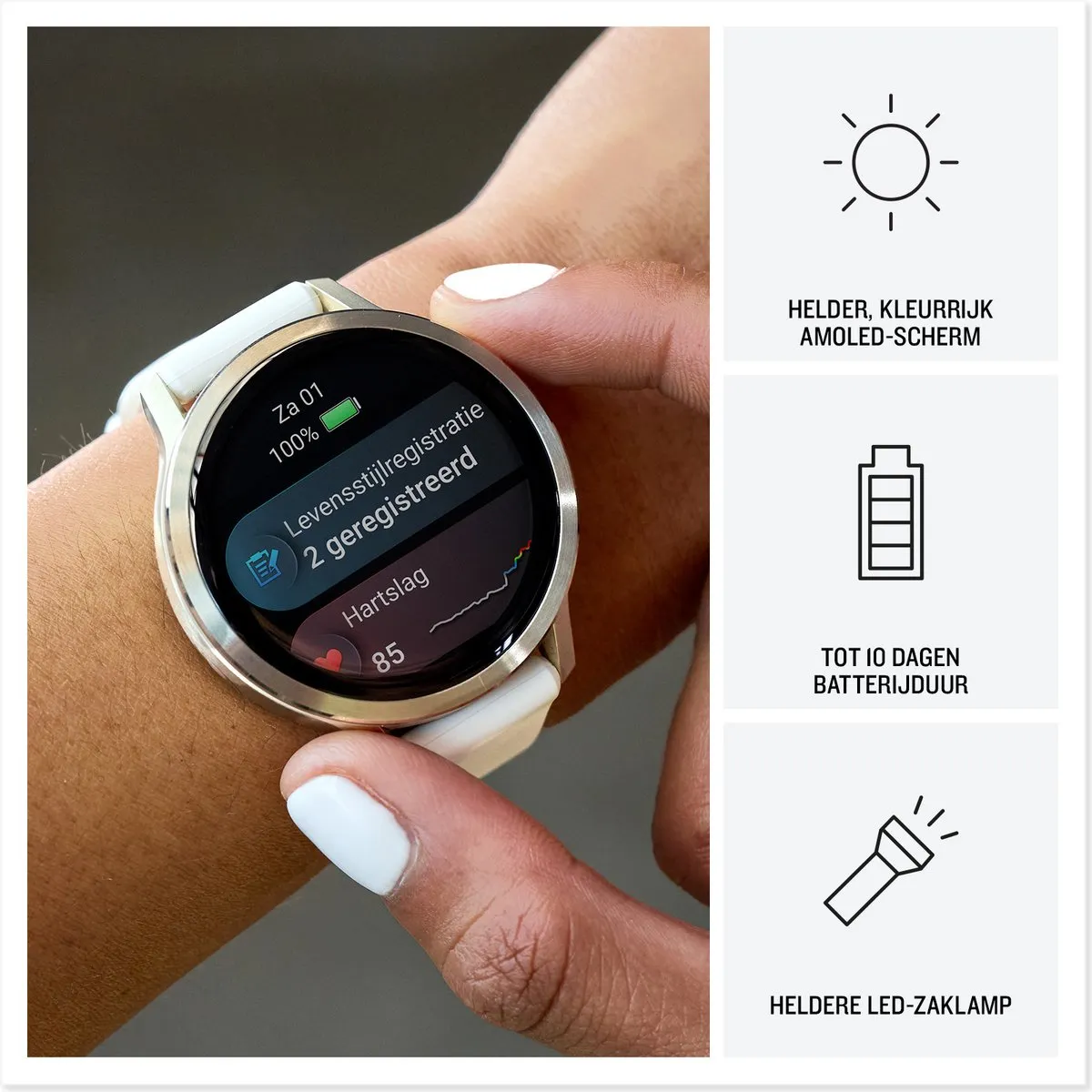 Garmin Venu 4 Smartwatch 41mm AMOLED - Zilver/Lila - afbeelding 6 van 6