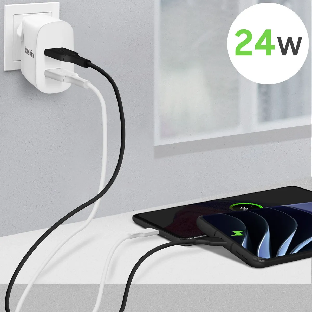 Belkin WCE001vf1MWH Dual USB Oplader 24W - Wit