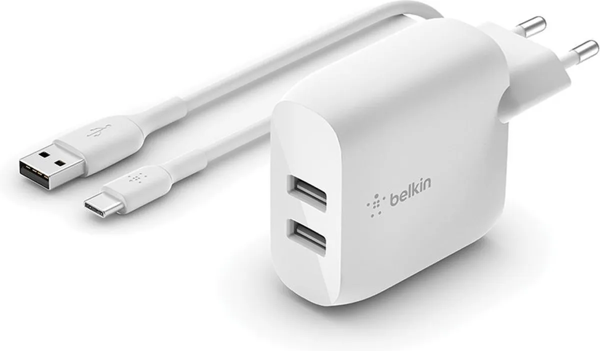 Belkin WCE001vf1MWH Dual USB Oplader 24W