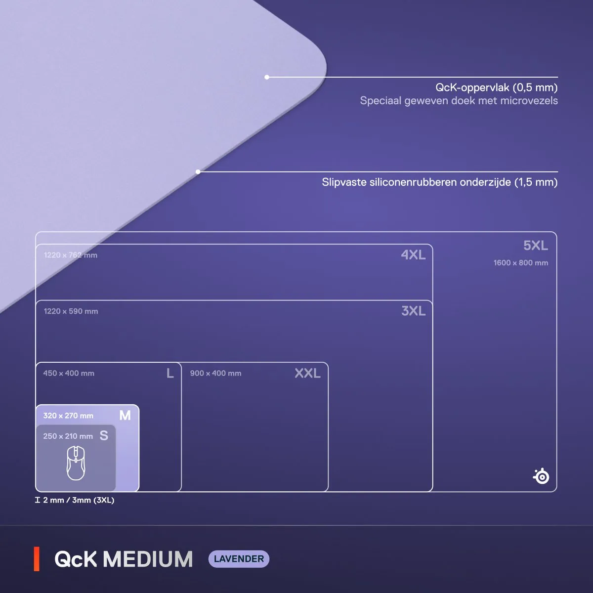 SteelSeries QcK Medium Gaming Mousepad 320x270mm - Lavendel