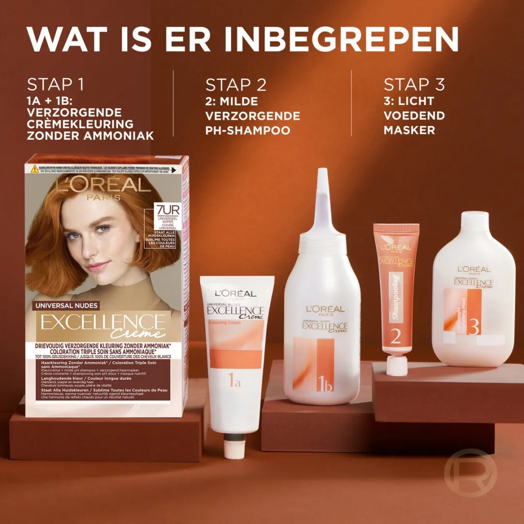 L'Oréal Paris Excellence Universal Nudes 8UR Permanente Haarkleuring - Licht Koperrood 250ml