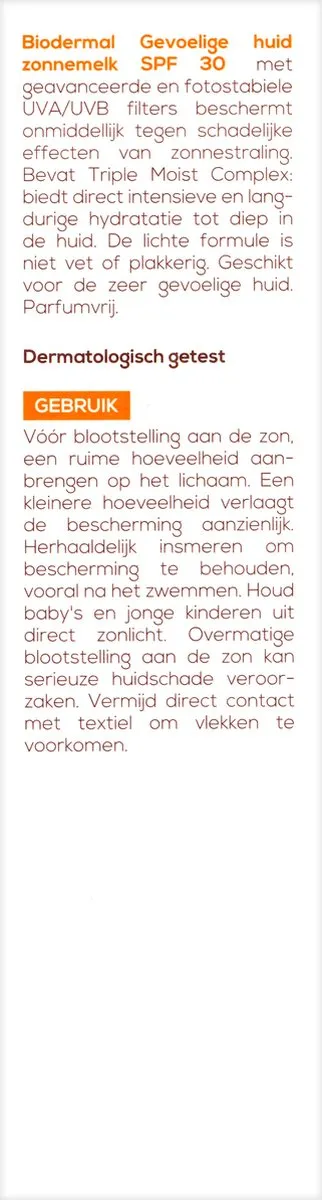 Biodermal Zonnebrand Gevoelige Huid SPF 30 - 200ml