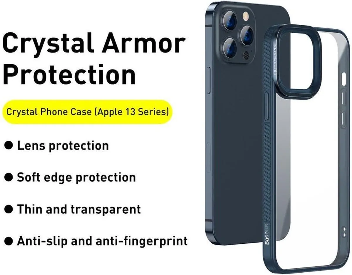 Baseus TPU Hoesje iPhone 13 Pro Max ARJT000513 - Blauw/Transparant - afbeelding 6 van 6