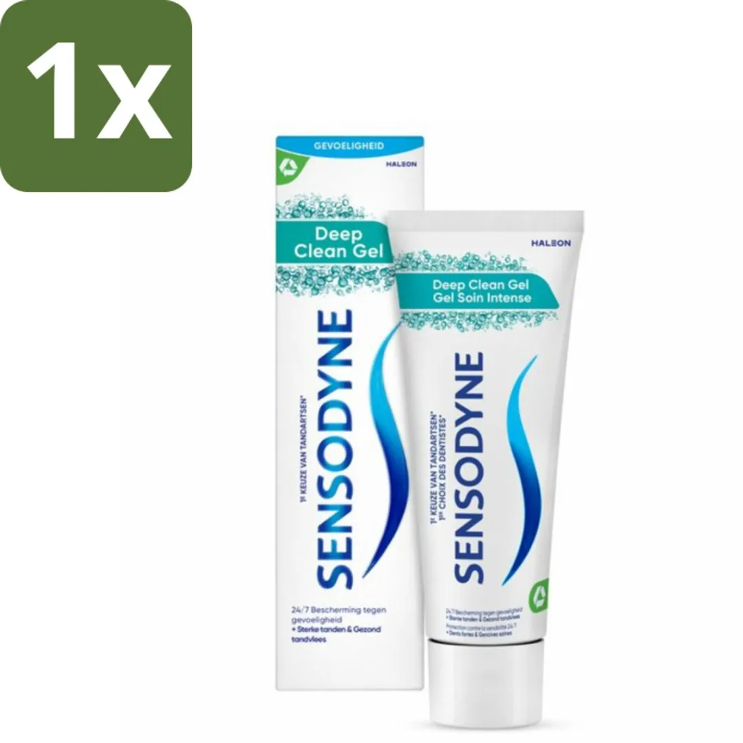 1 x Sensodyne - Tandpasta - Deep Clean Gel - Grondige Reiniging - 75 ml - Gevoelige Tanden - Tandpasta - Diepe Reiniging - Fluoride - Mondgevoel