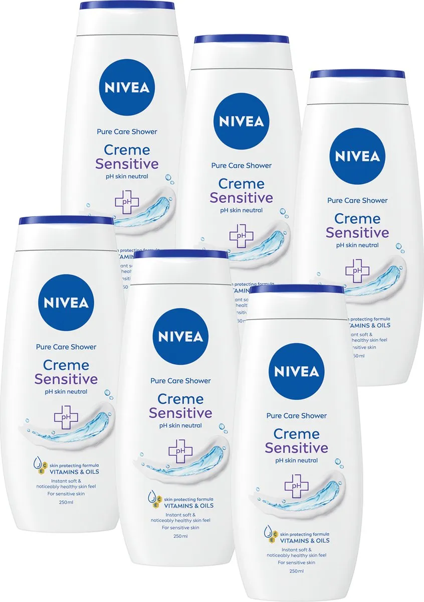 NIVEA Crème Sensitive Douchecrème 6x250ml