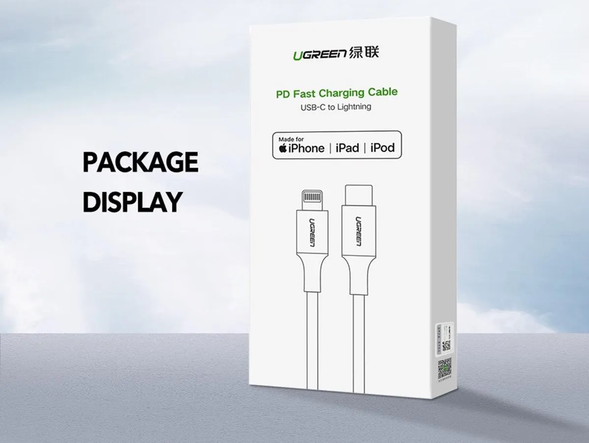 UGREEN UG-70523-1M USB-C Lightning Kabel 1m - Zwart-zilver
